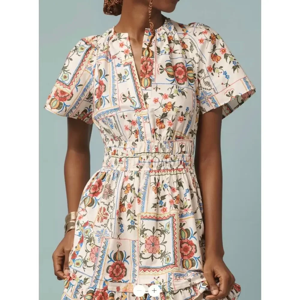 Anthropologie Maxi Dress Somerset 100% Cotton Floral Print size Small - Picture 2 of 10